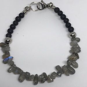 Labradorite gemstone with lava bracelet diffuser